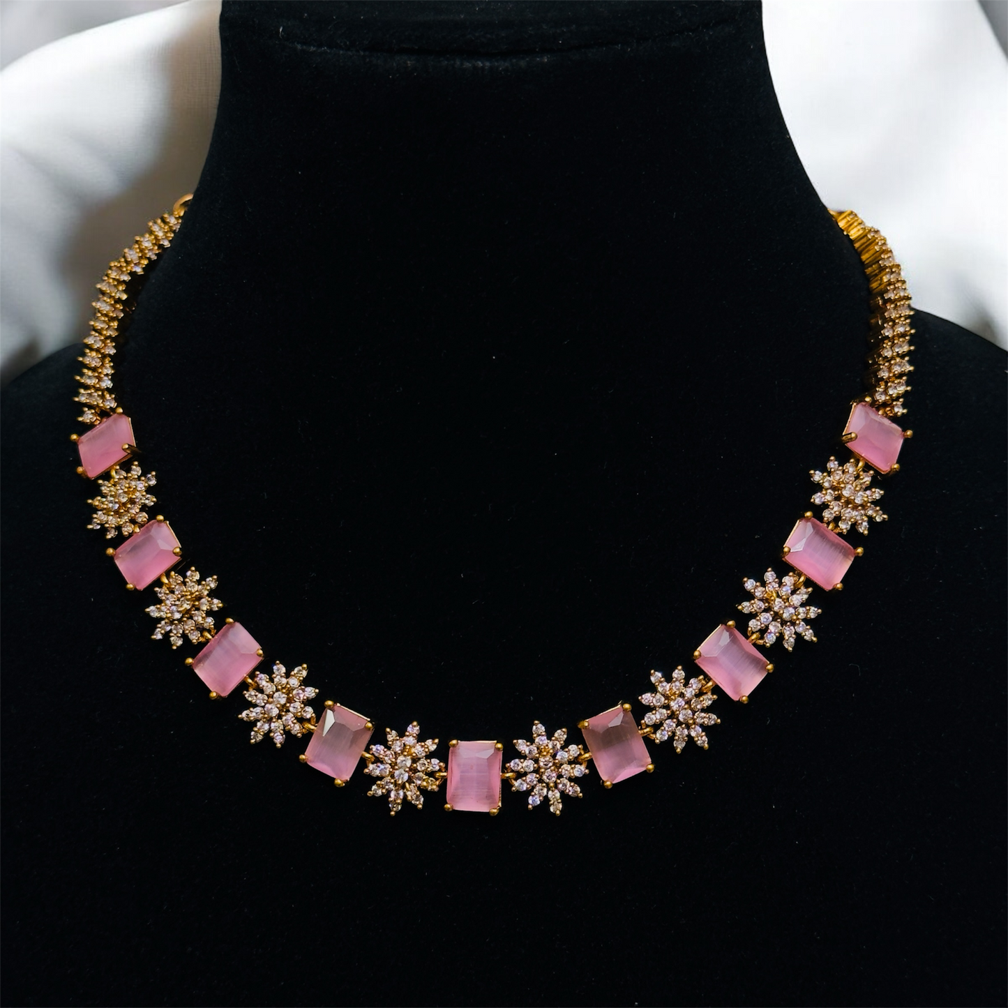 Stunning Simple AD Stone Necklace & Earrings Set