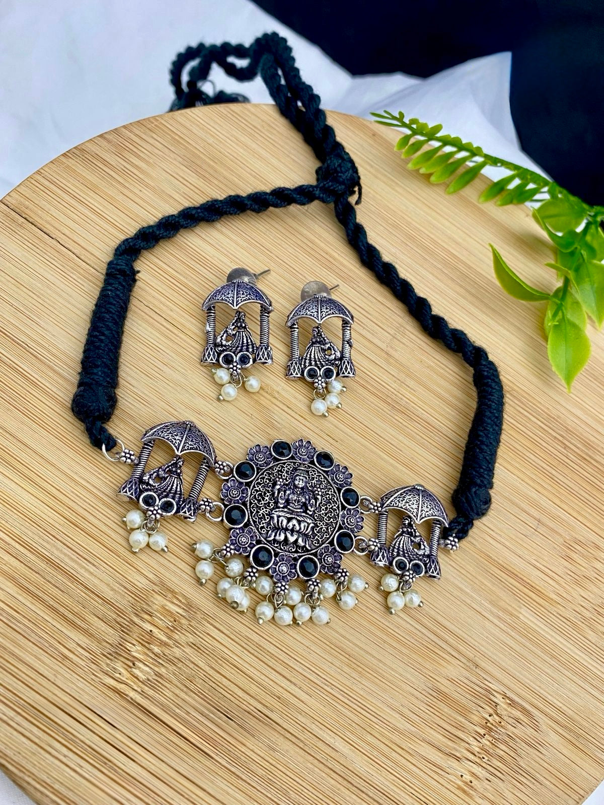 Oxidised Lakshmi Choker