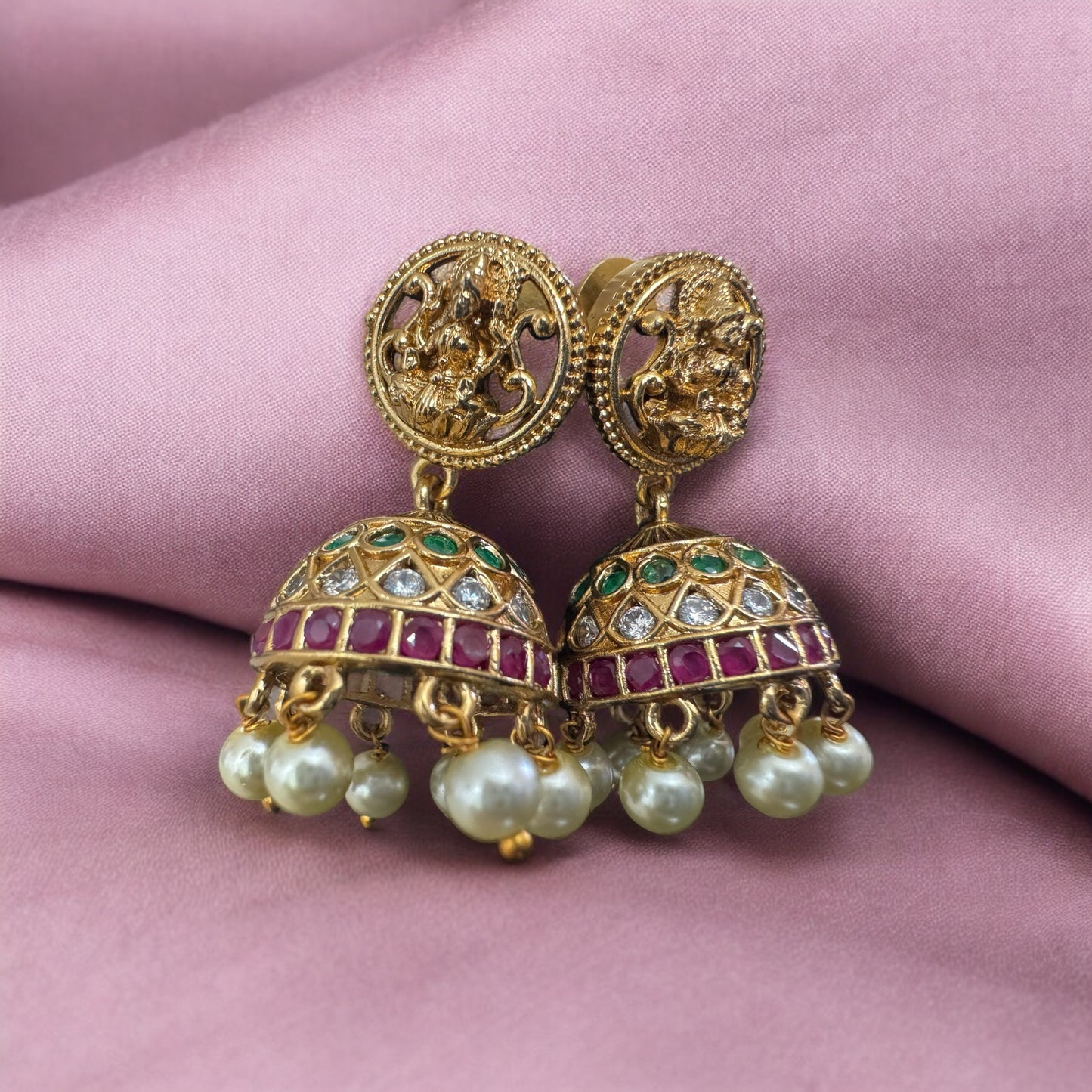 Trending Lakshmi Pendant Necklace & Jumka Set