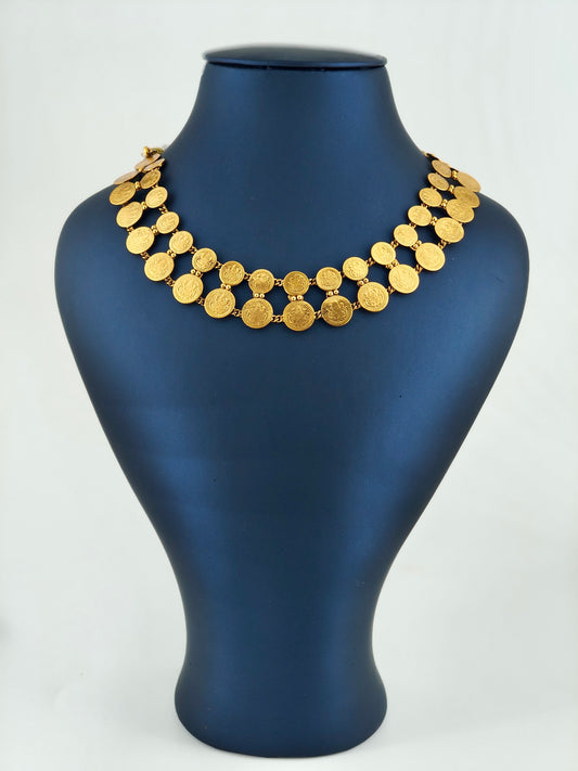 Simple double layer coin necklace