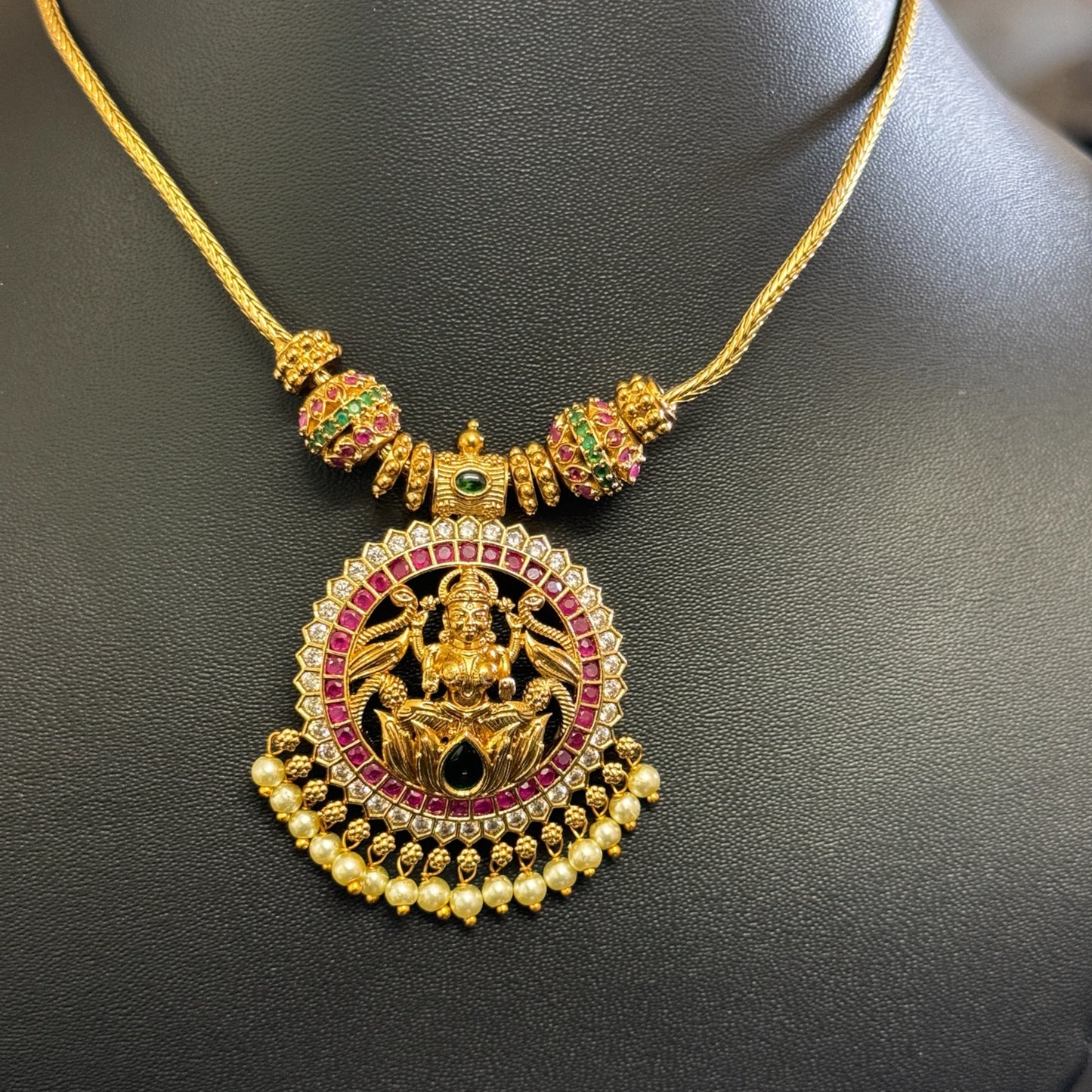 Trending Lakshmi Pendant Necklace & Jumka Set