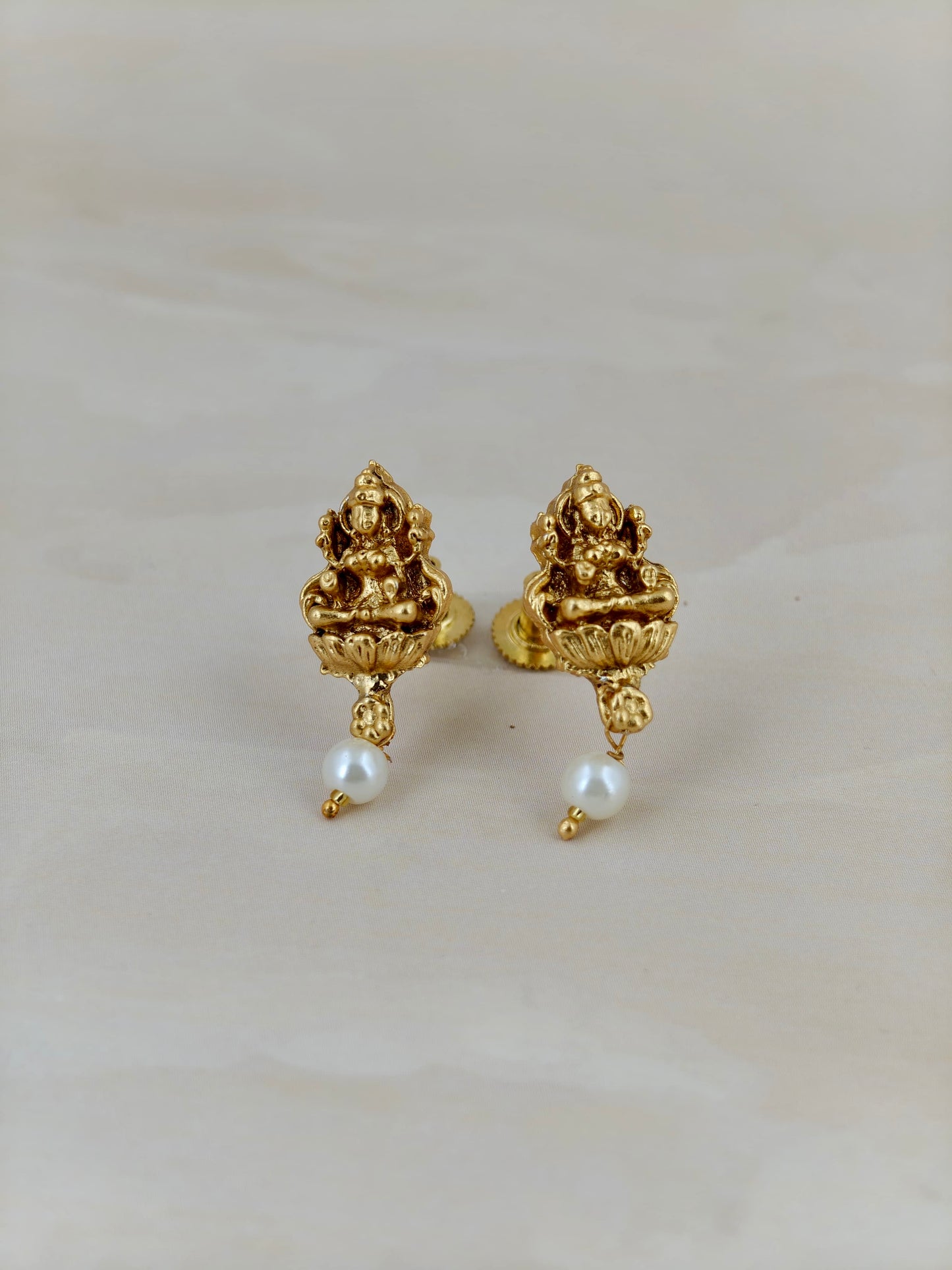 Double Layer White beads Lakshmi Pendant Necklace