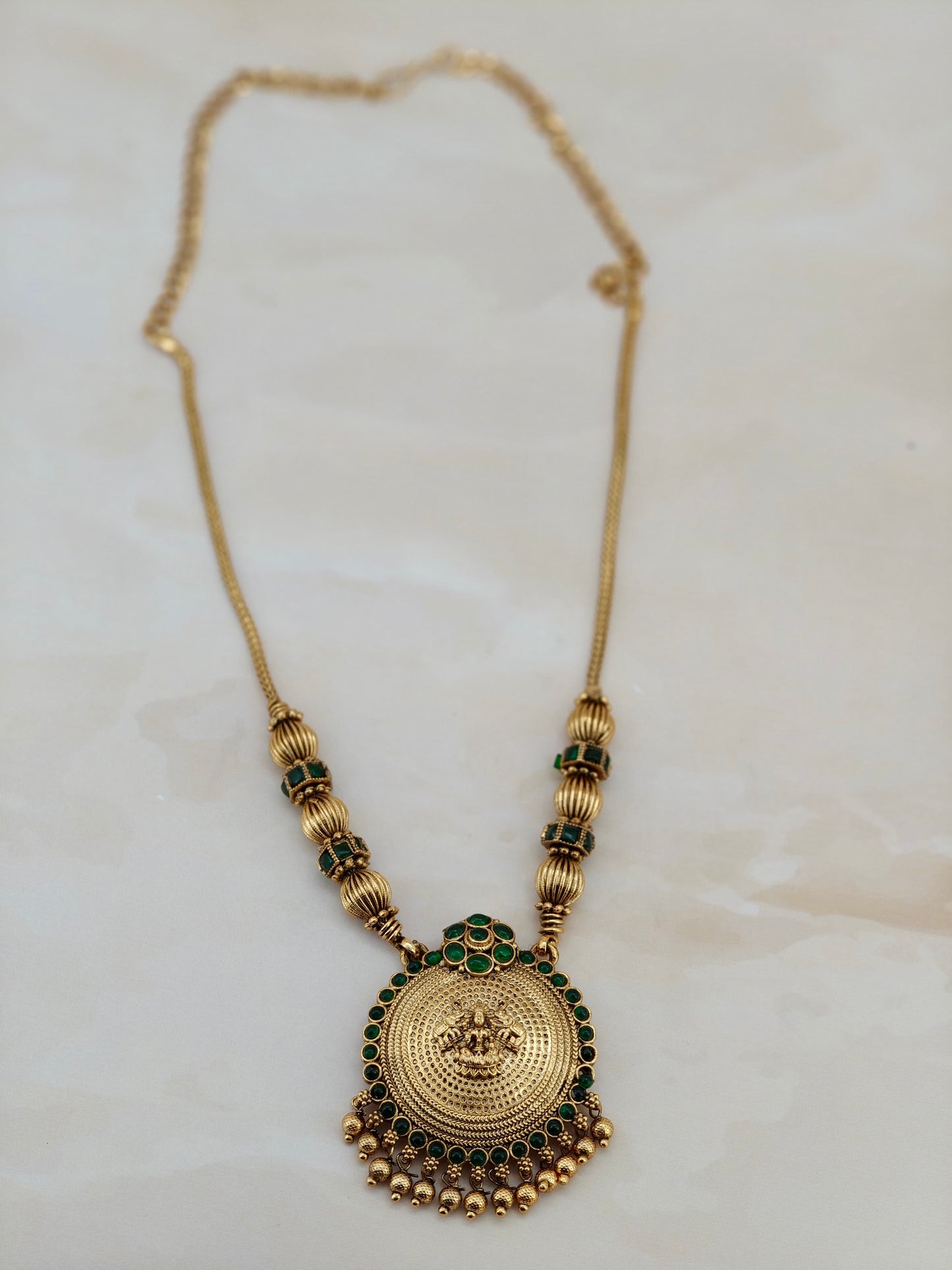 Traditional Lakshmi Pendant necklace Green