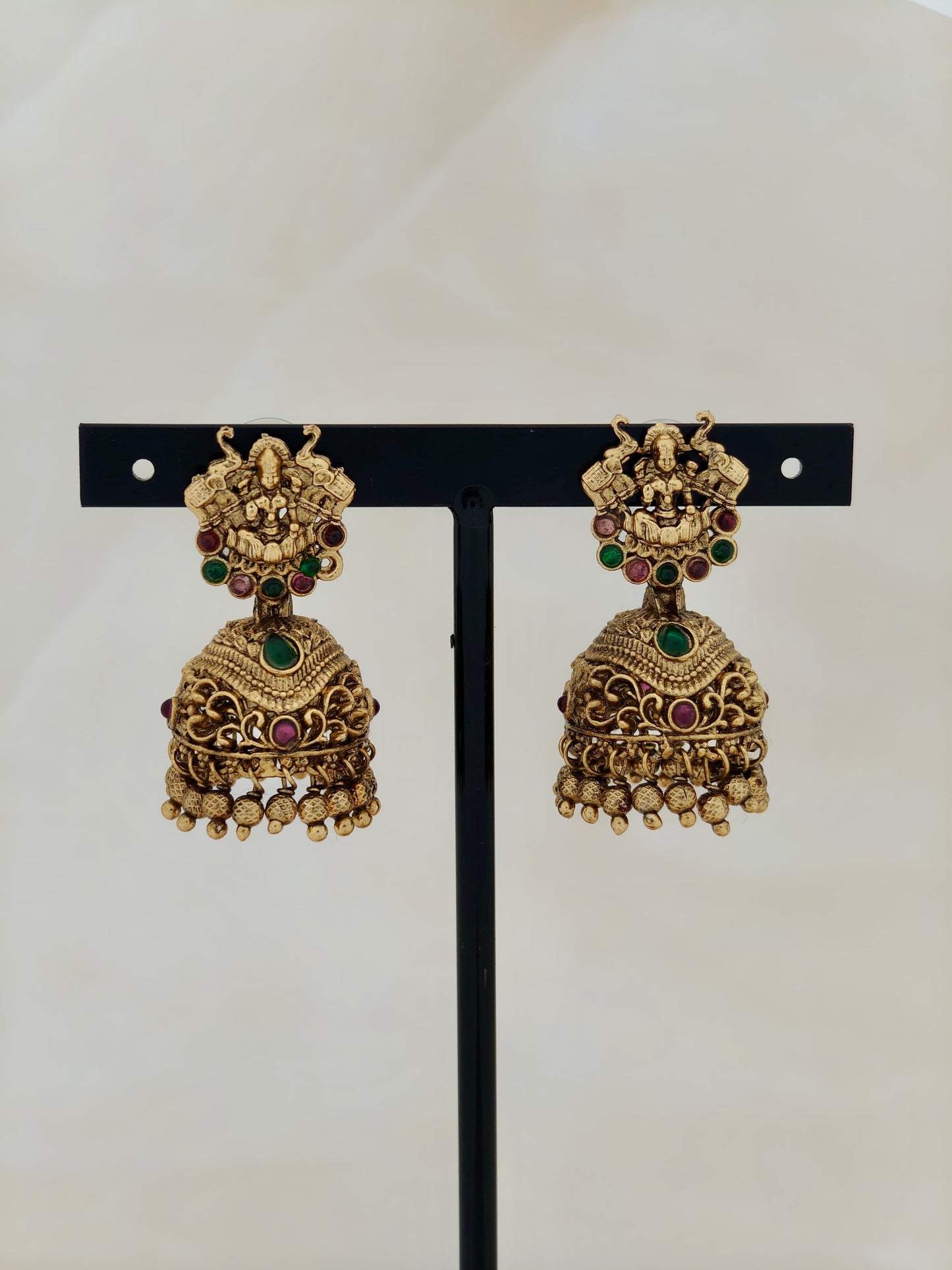 Traditional Lakshmi Pendant necklace Green and Red