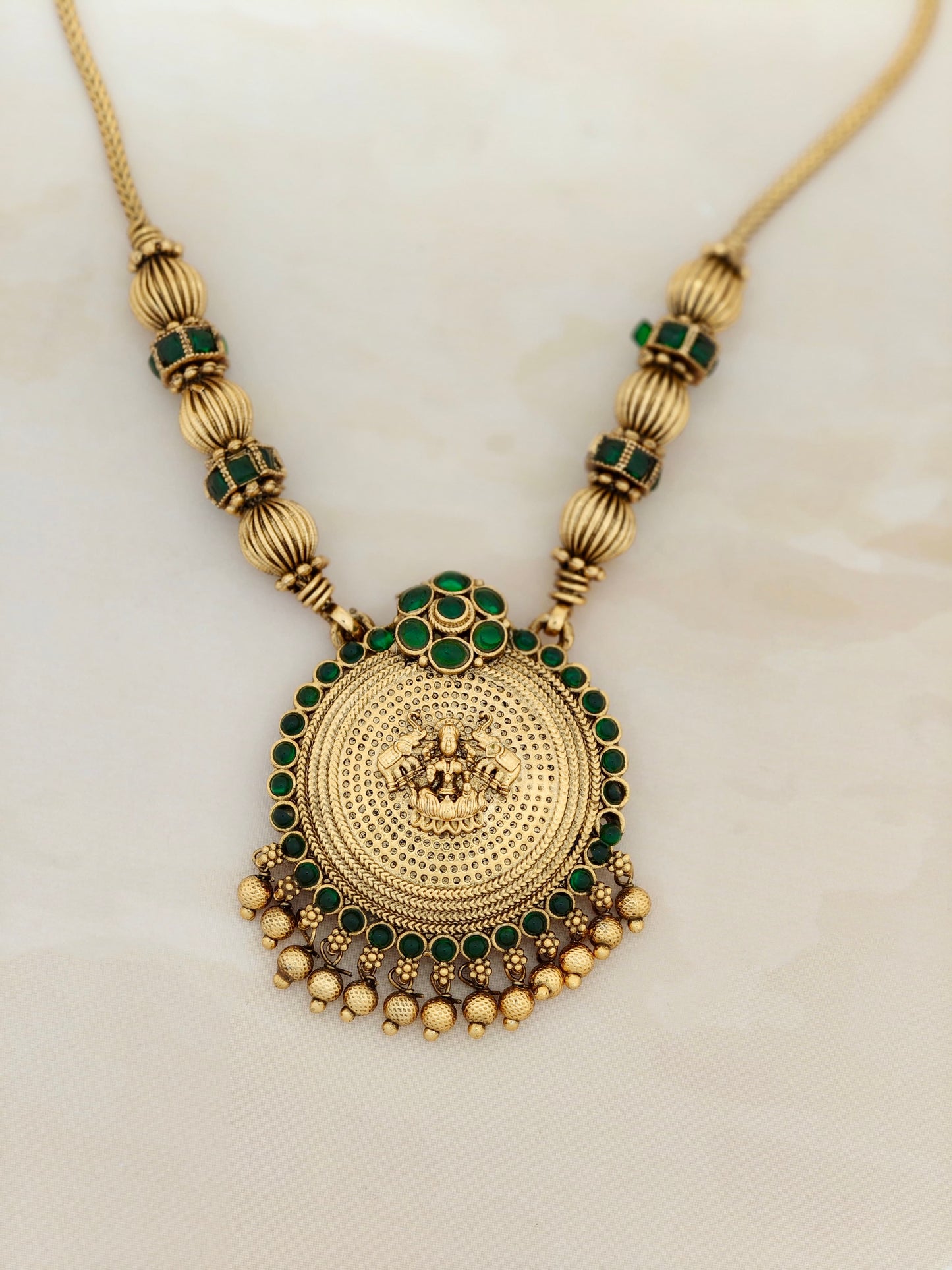 Traditional Lakshmi Pendant necklace Green