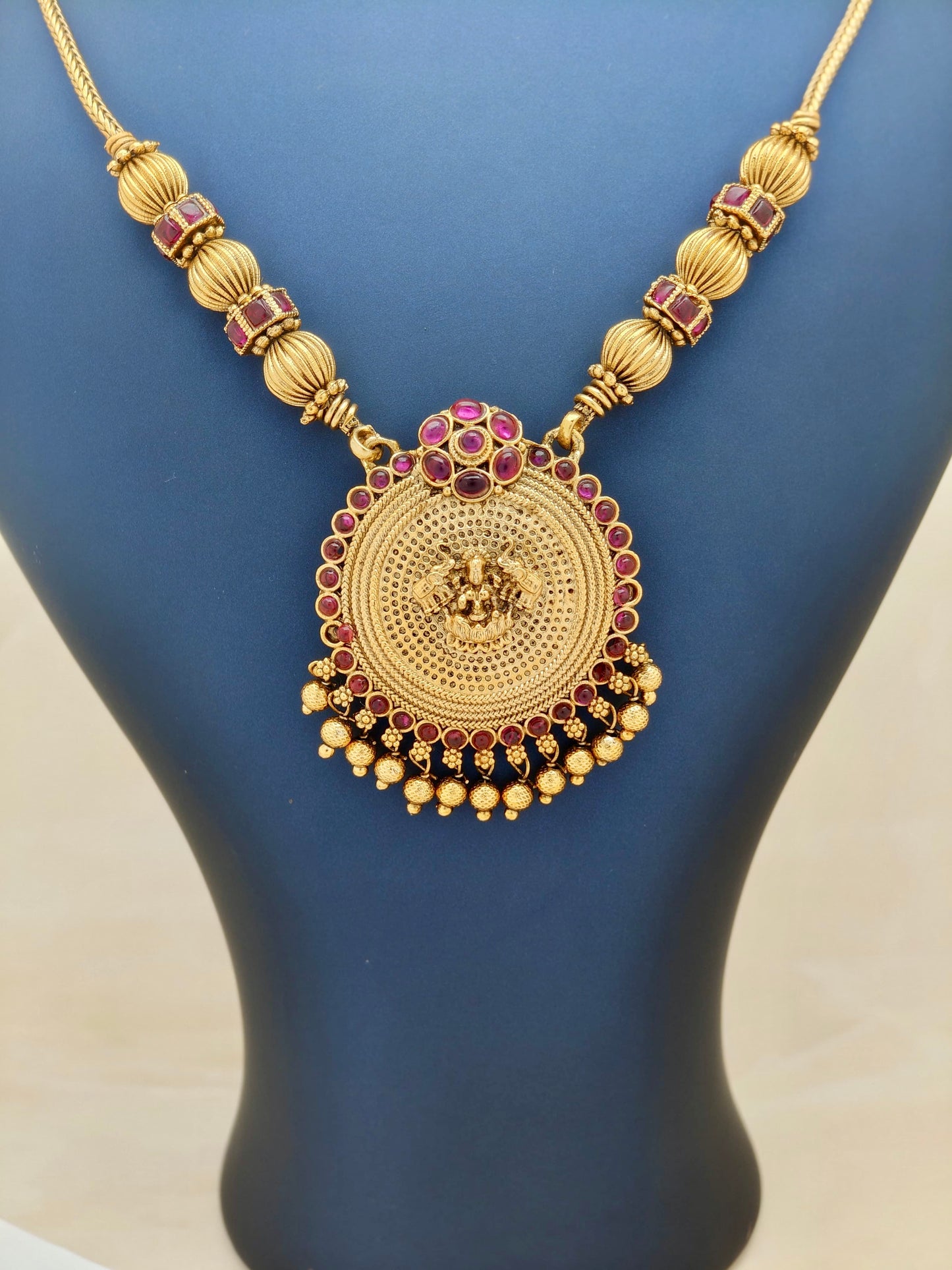 Traditional Lakshmi Pendant necklace Red