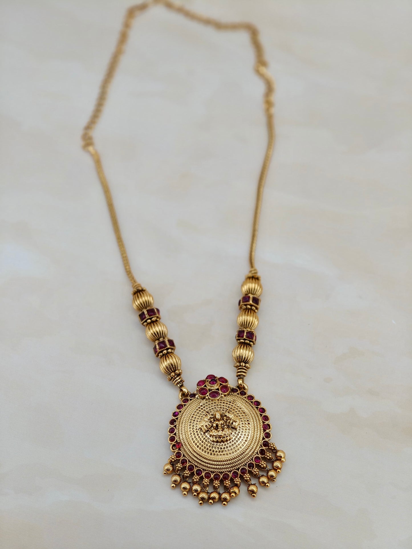 Traditional Lakshmi Pendant necklace Red