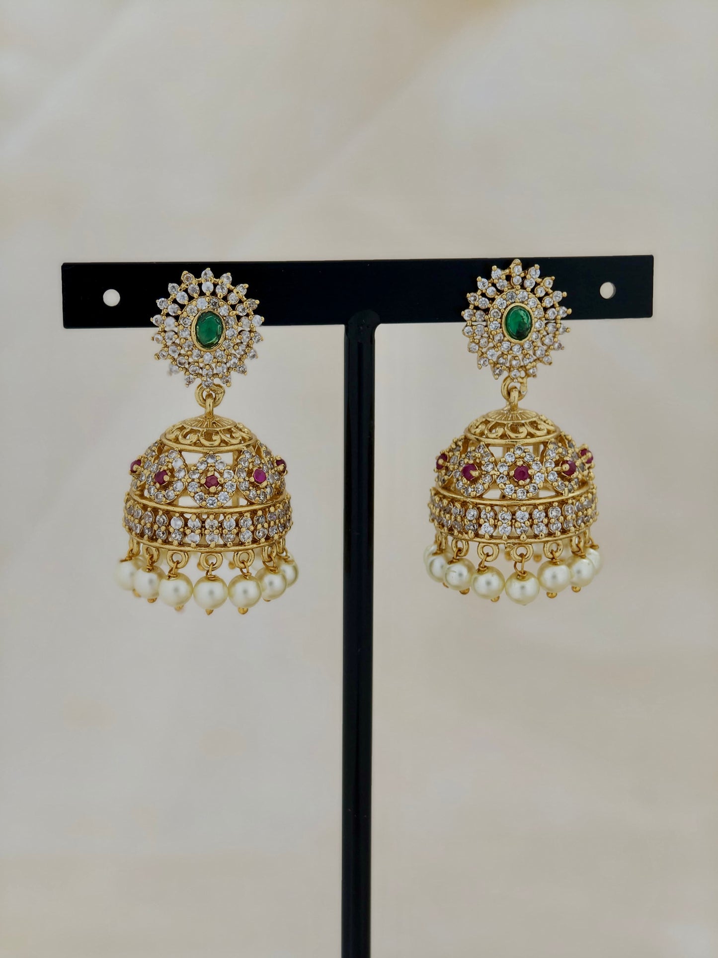 A D Stone Jumka with Pearls