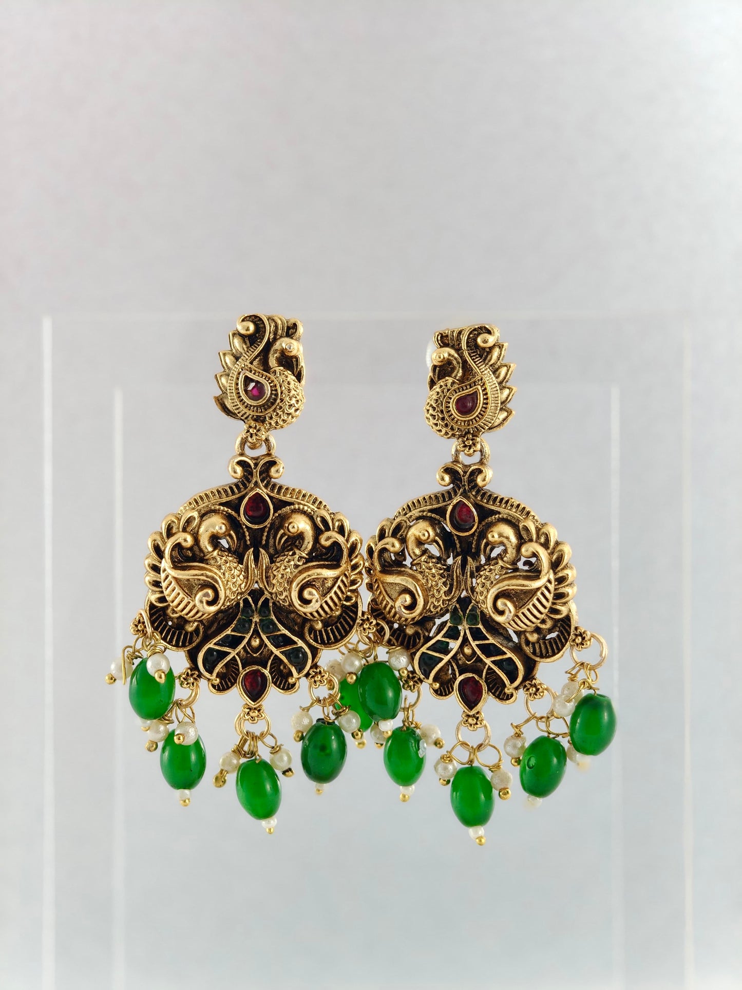 Temple Bridal Set with Green Beads