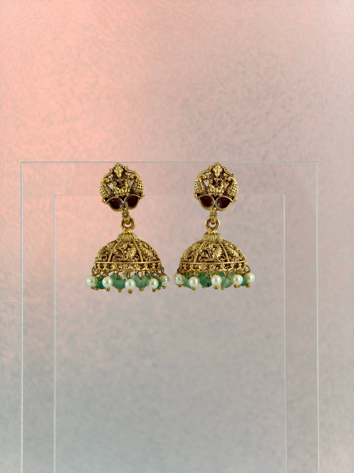 Beautiful Lakshmi Haaram with pale Green Beads