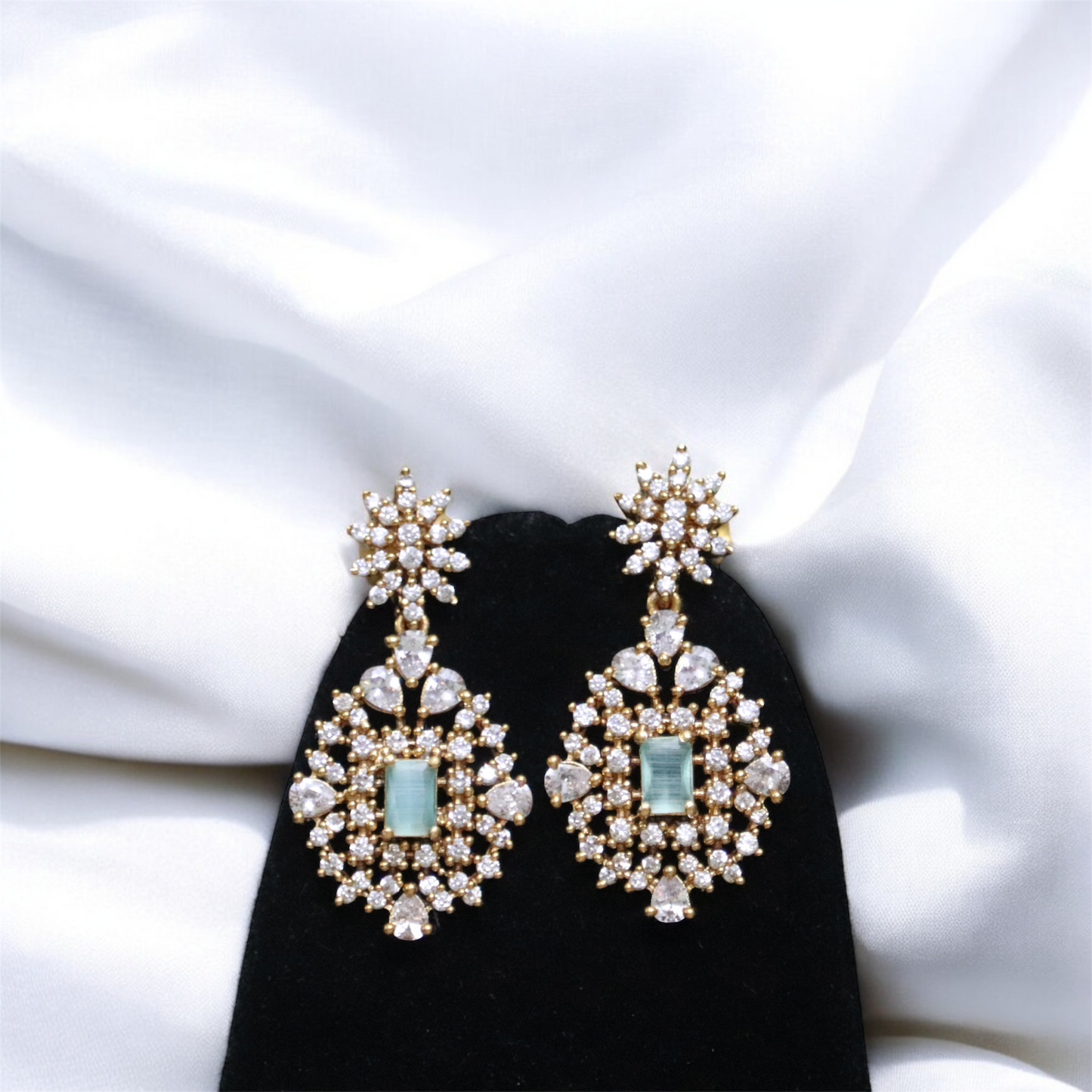 Stunning Simple AD Stone Necklace & Earrings Set