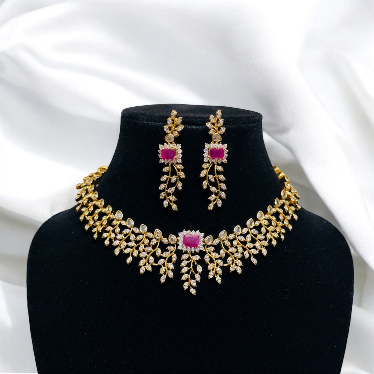 Stunning AD Stone Necklace & Earrings Set