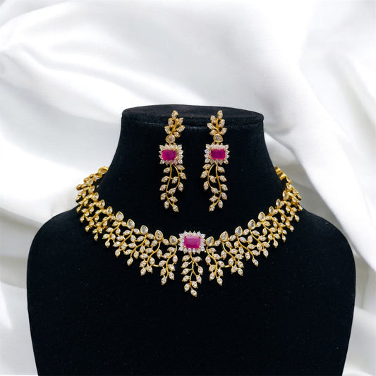 Stunning AD Stone Necklace & Earrings Set