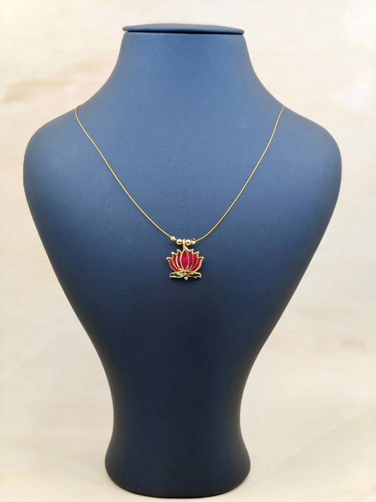 Single Lotus Pendant Invisible chain Pink