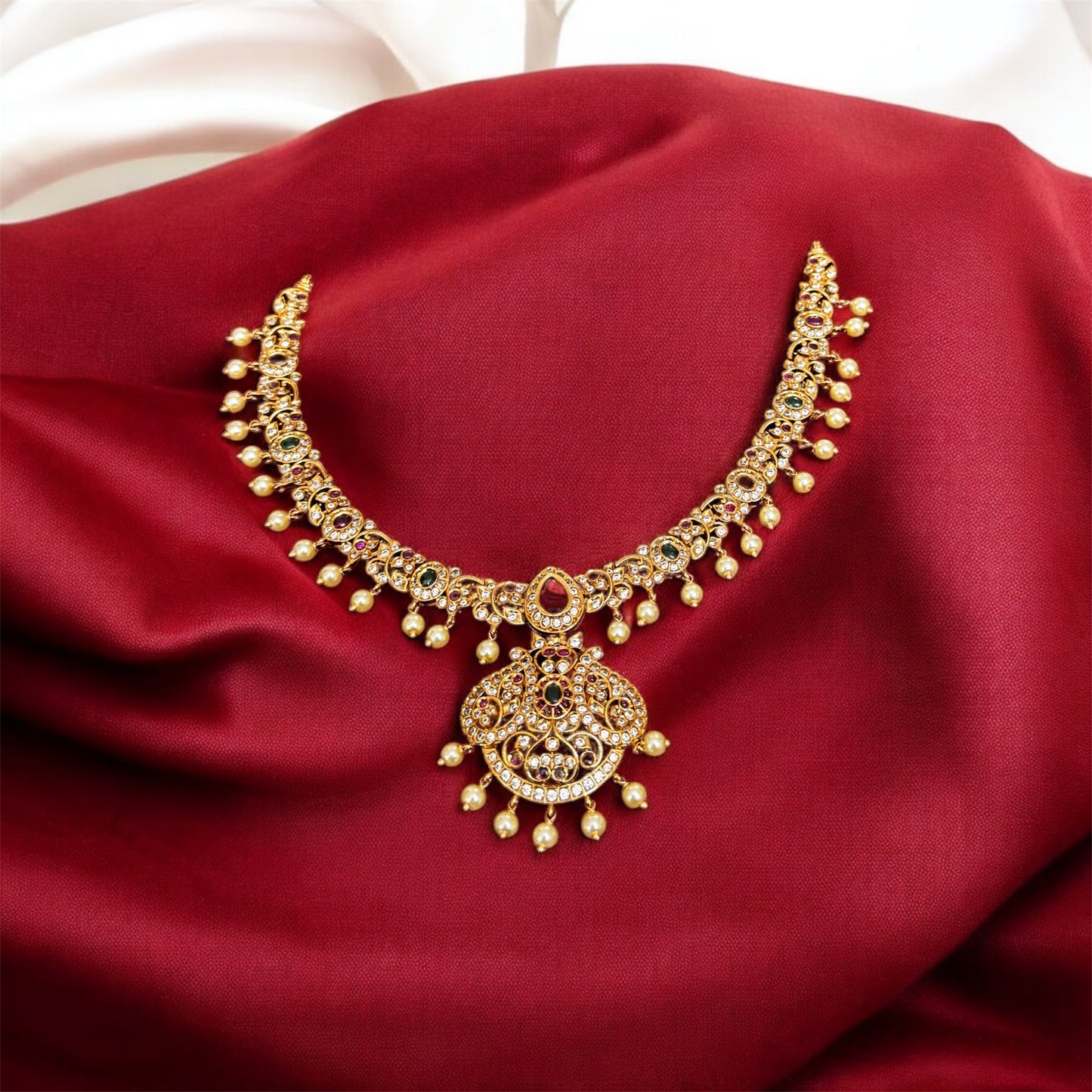 Gorgeous AD Stone Necklace & Jumka Set