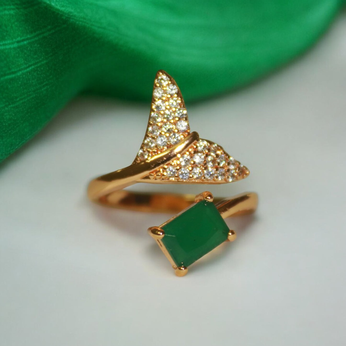 Stunning Green Stone Rose Gold Ring