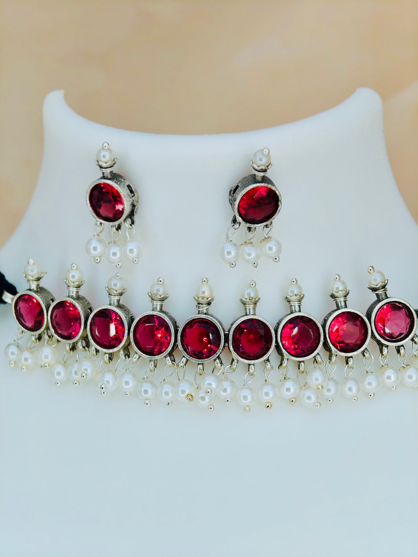 Beautiful Oxidised Choker Ruby