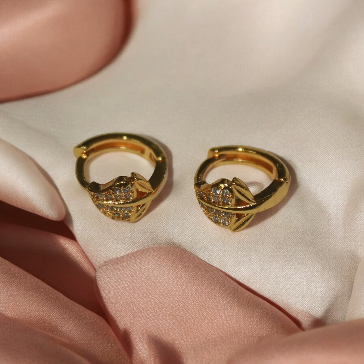 Leaf Design A D Stone Earrings