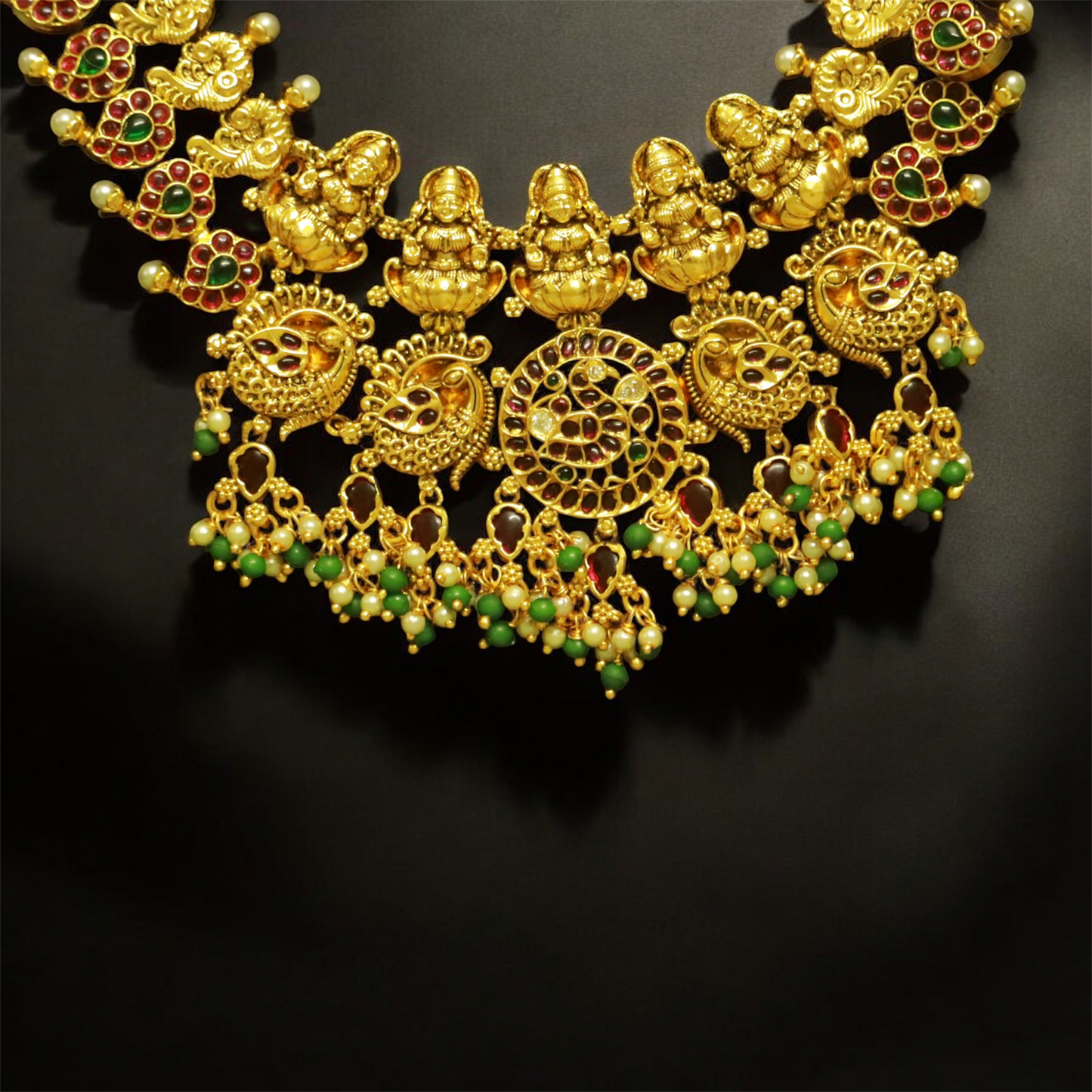 Premium Kemp Manga Lakshmi Bridal Haaram & Jhumka Set