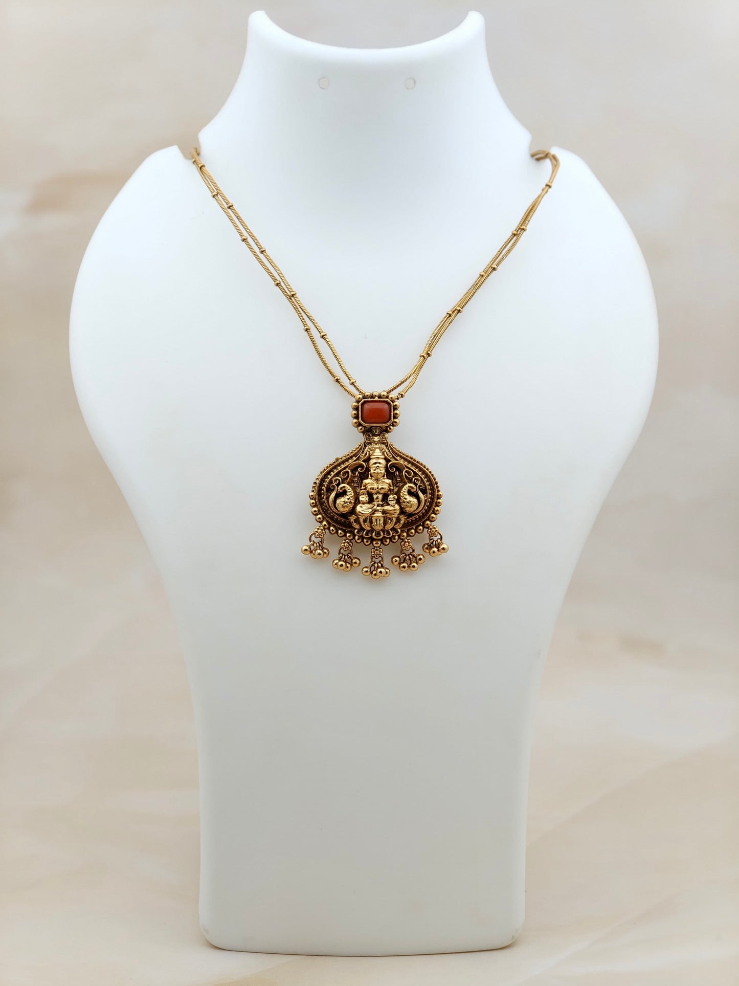 Lakshmi Pendant Necklace Orange