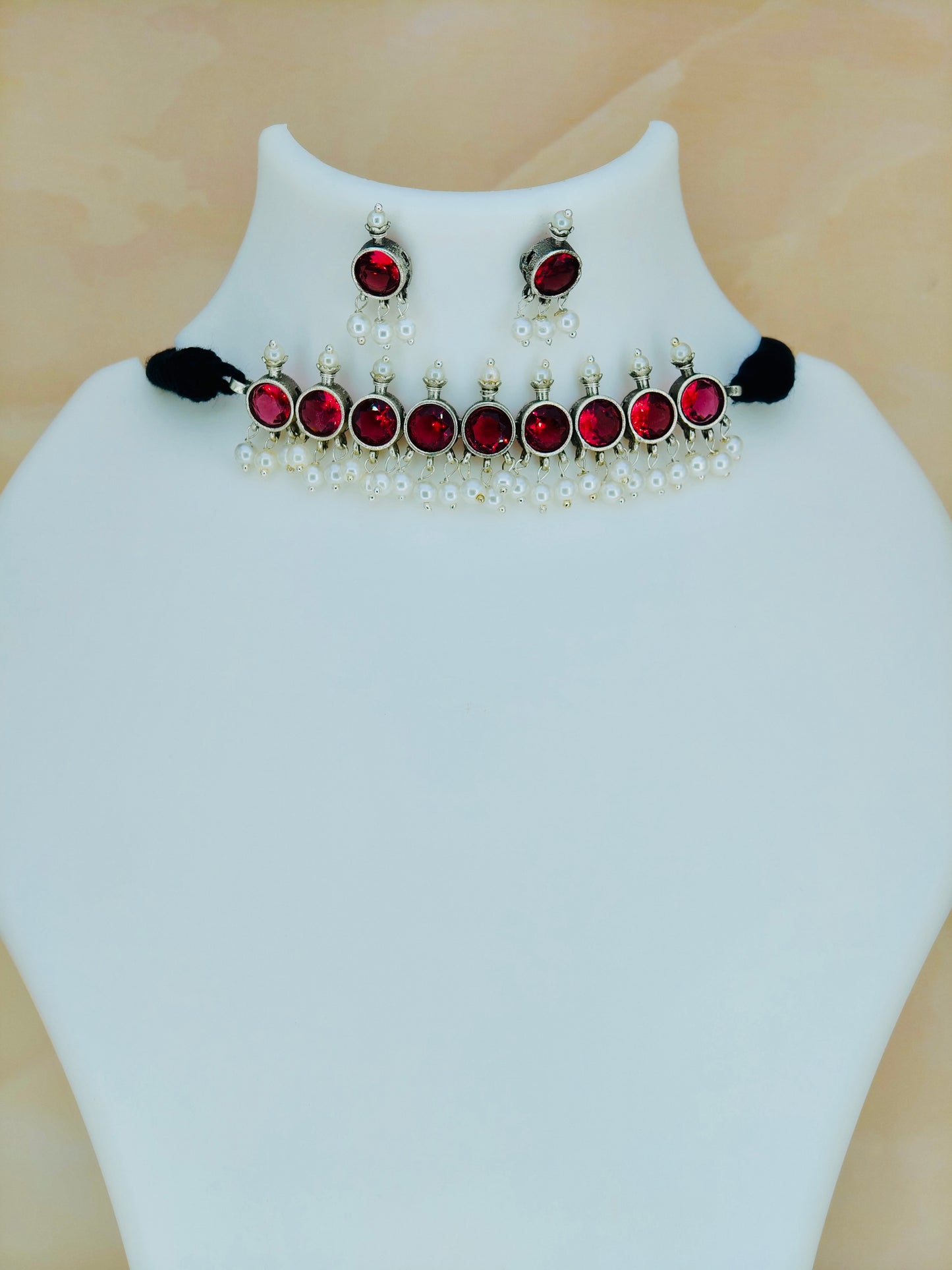 Beautiful Oxidised Choker Ruby