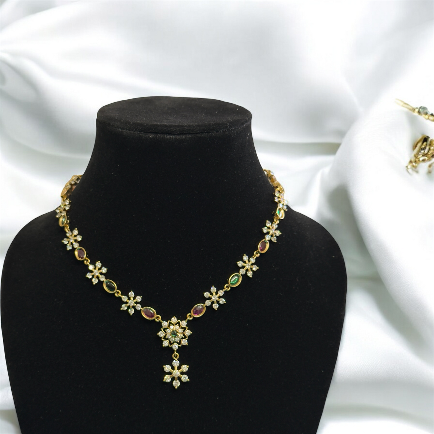 Simple Multi Stone Necklace & Earrings Set