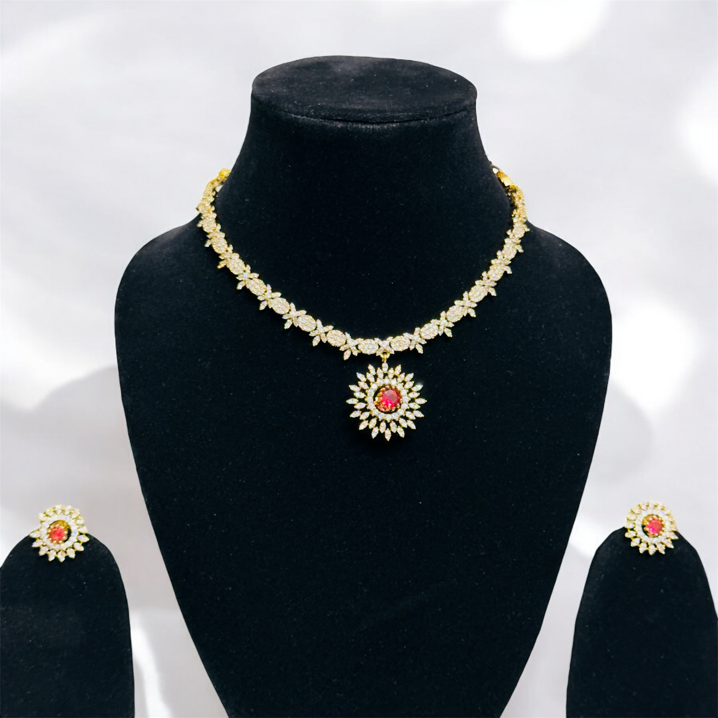 Simple AD Stone changeable Necklace with Earrings Set