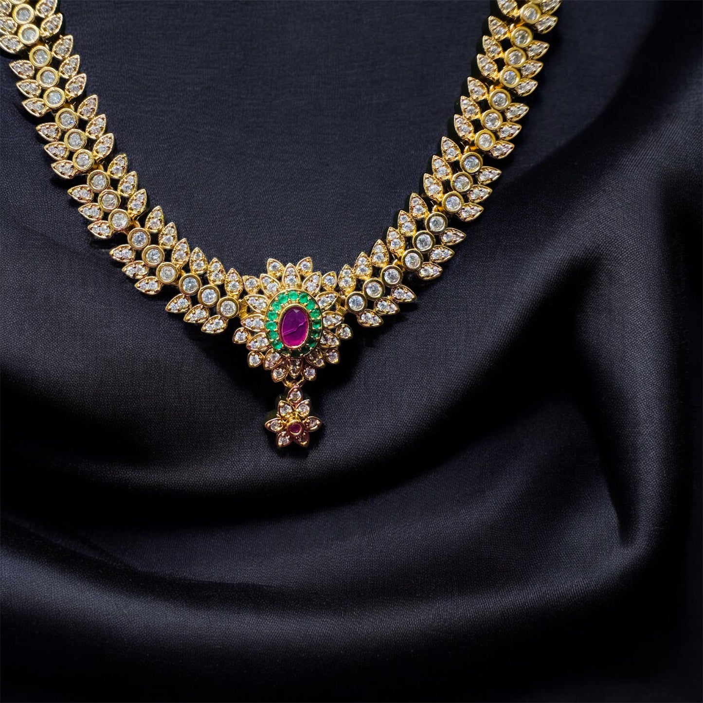 Sparkling White Stone Haaram & Earrings Set