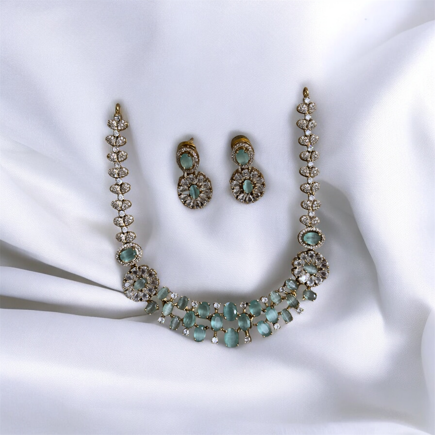 Premium AD Stone Necklace & Earrings Set