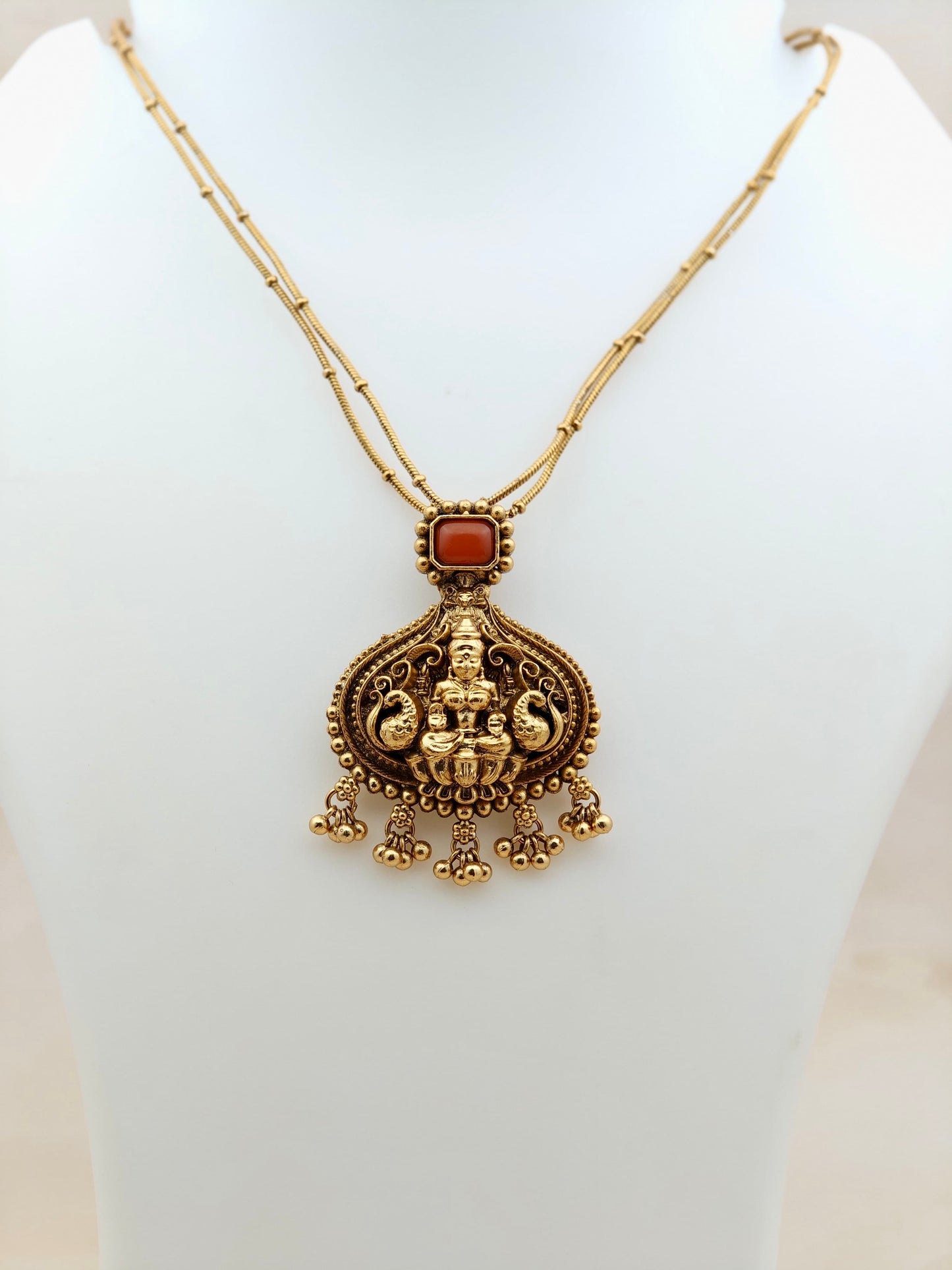 Lakshmi Pendant Necklace Orange