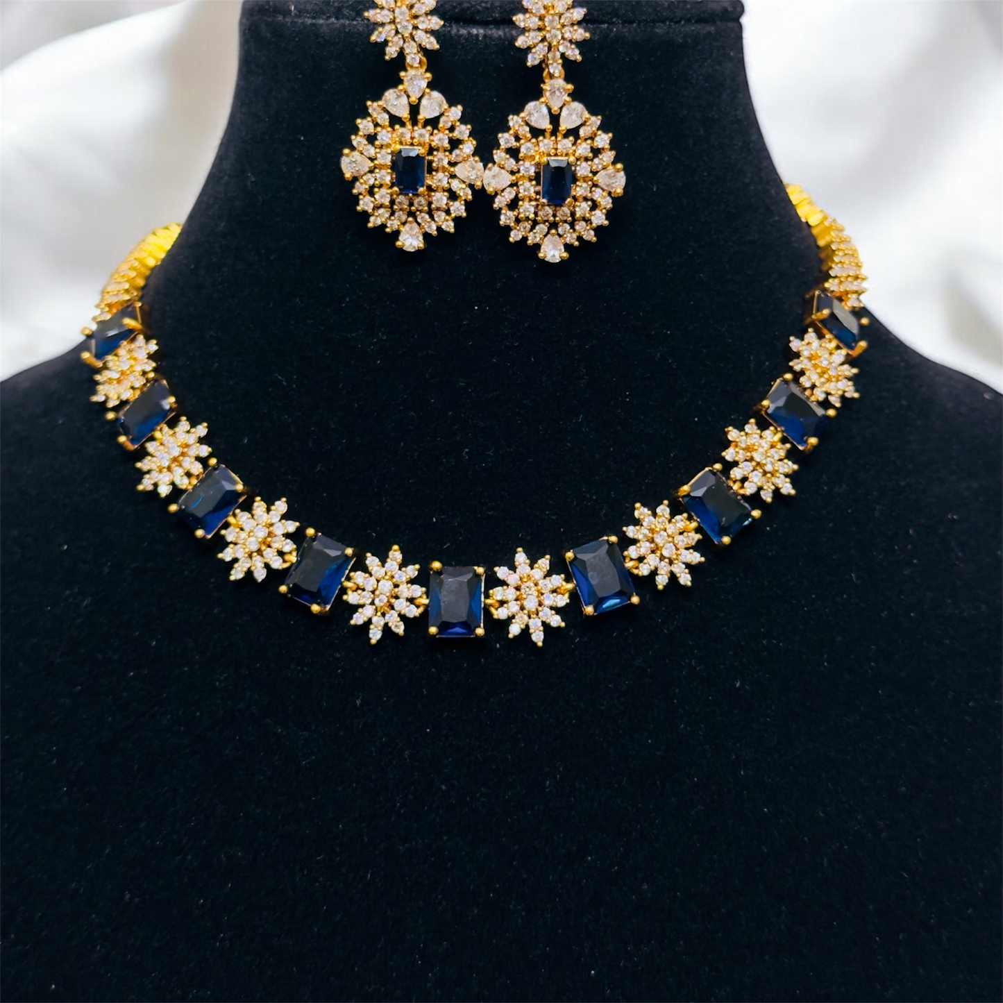Stunning Simple AD Stone Necklace & Earrings Set
