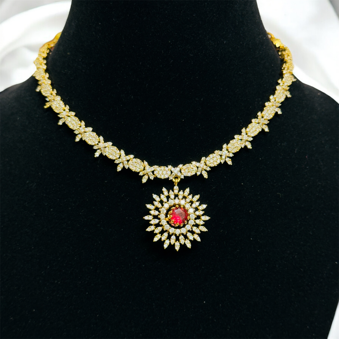 Simple AD Stone changeable Necklace with Earrings Set