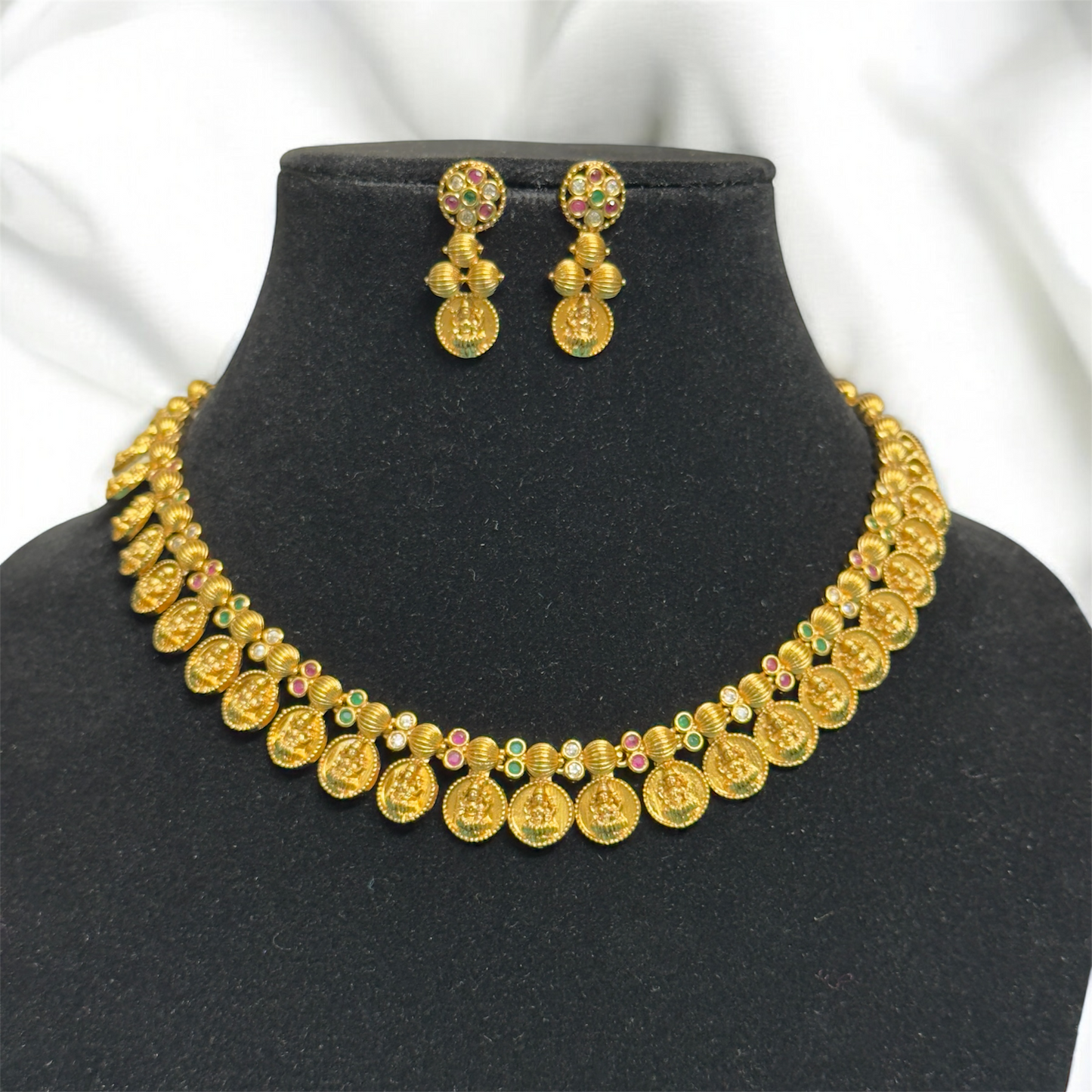 Evergreen Traditional Coin Necklace with Earrings