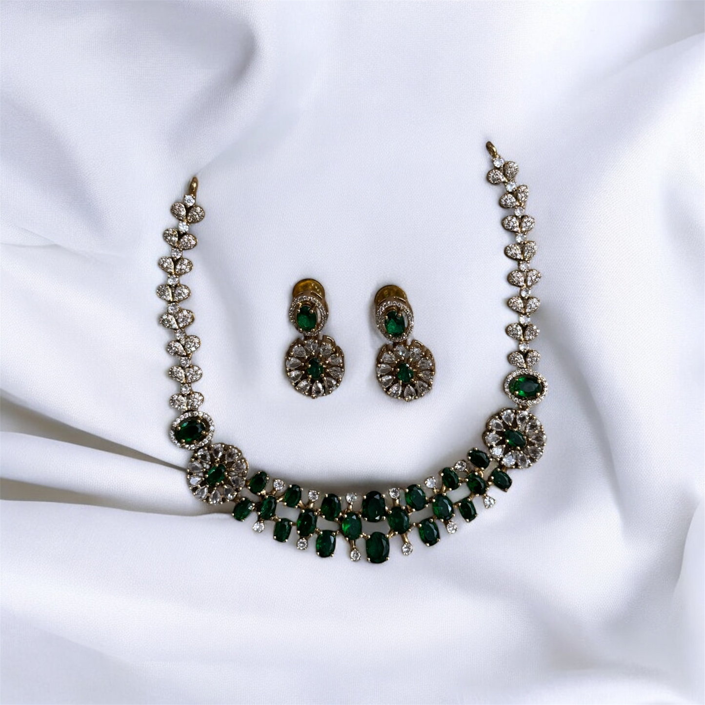 Premium AD Stone Necklace & Earrings Set