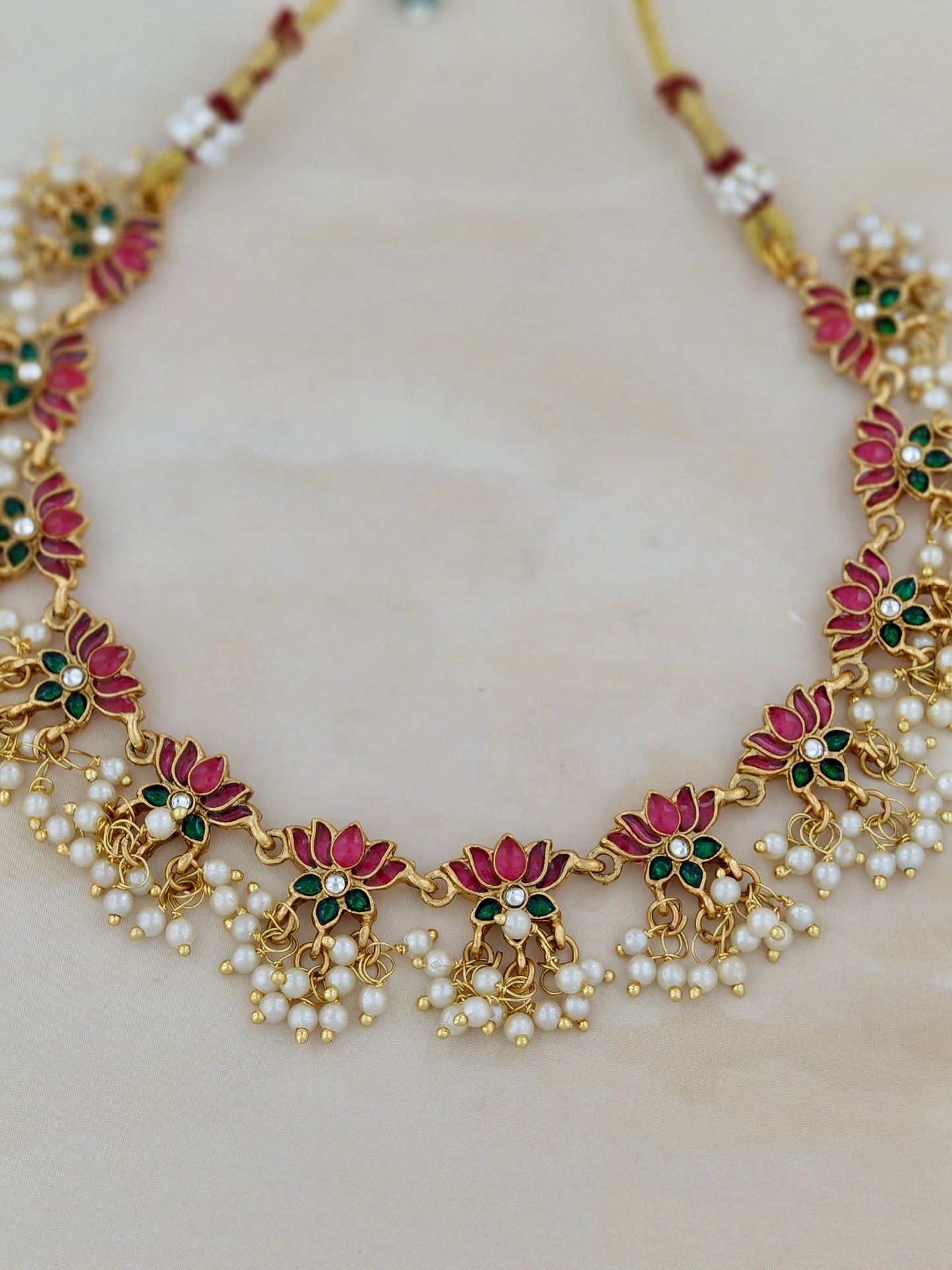 Beautiful Lotus Necklace with Pearls