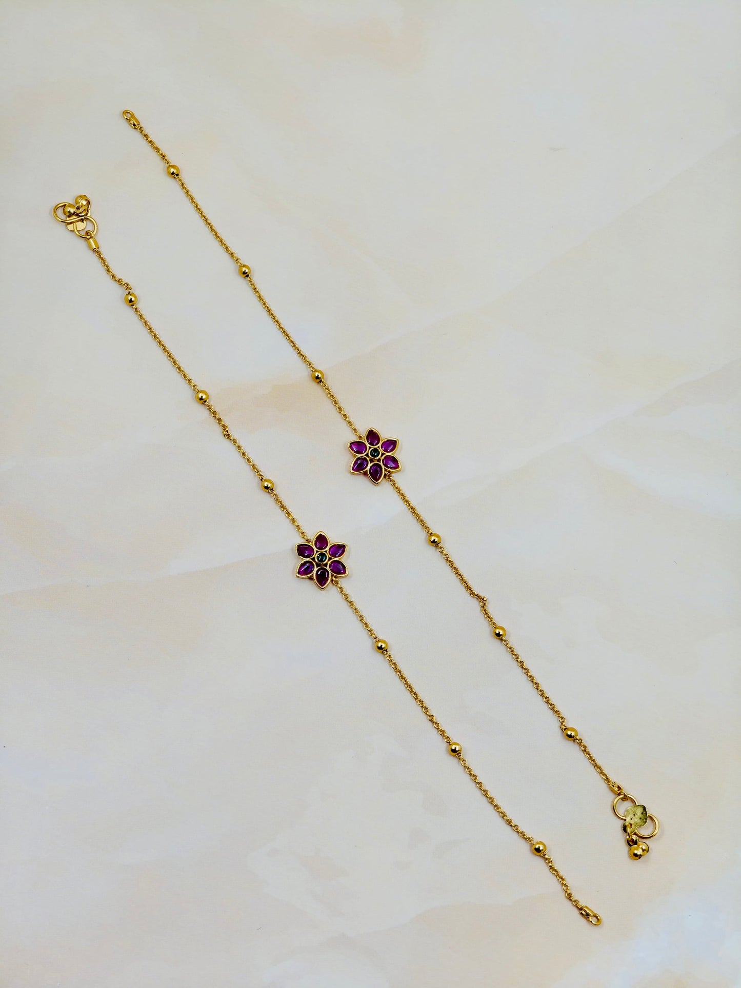 Premium Floral Anklet Ruby