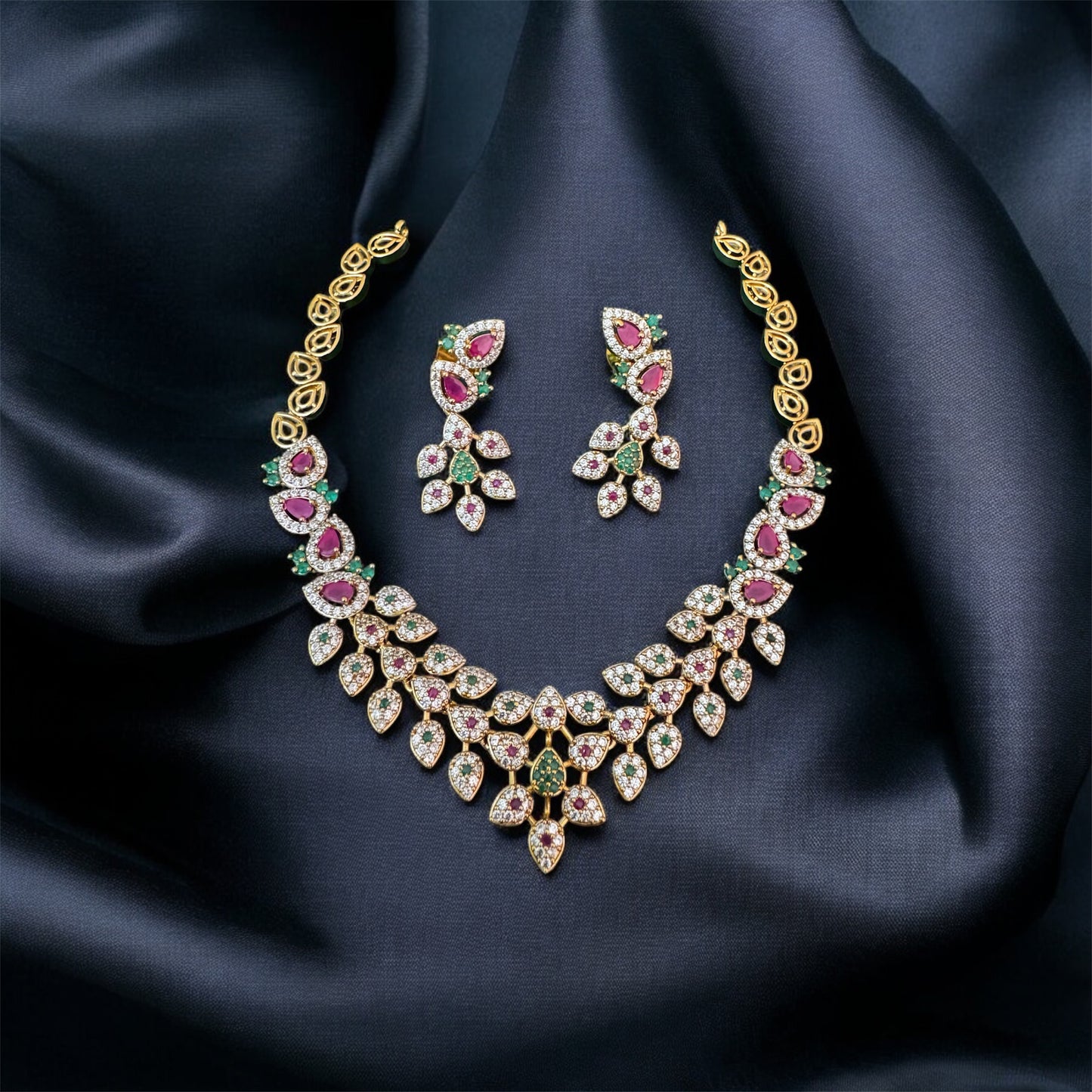 Trending AD Stone Necklace & Earrings