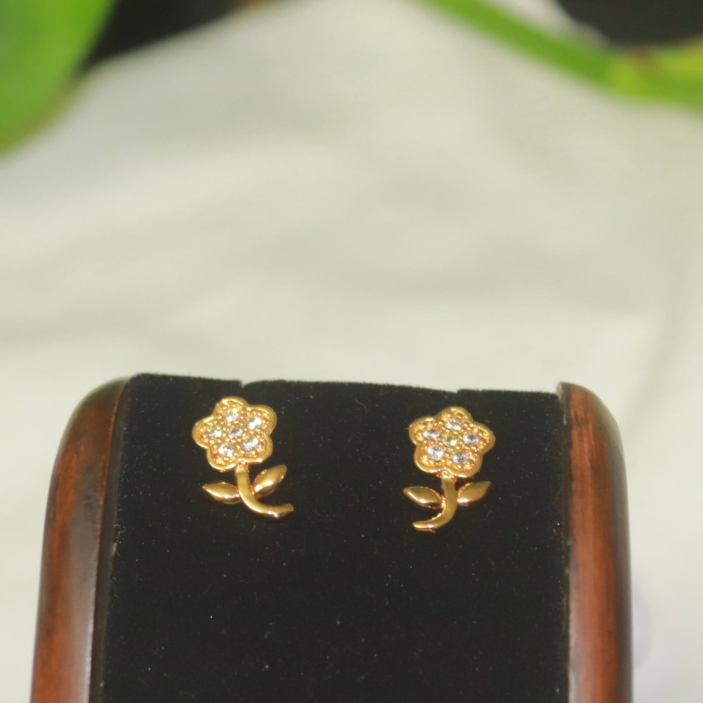 Flower Design A D Stone Earrings