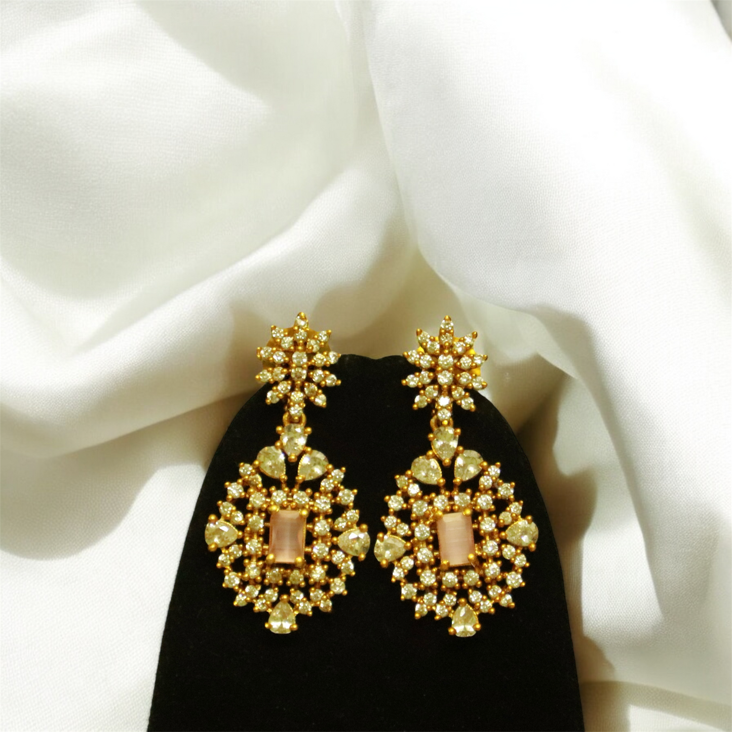 Stunning Simple AD Stone Necklace & Earrings Set