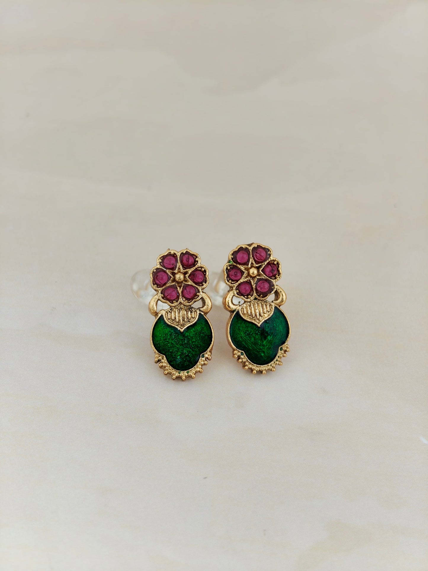 Beautiful Green Enamel Ruby Stone Necklace
