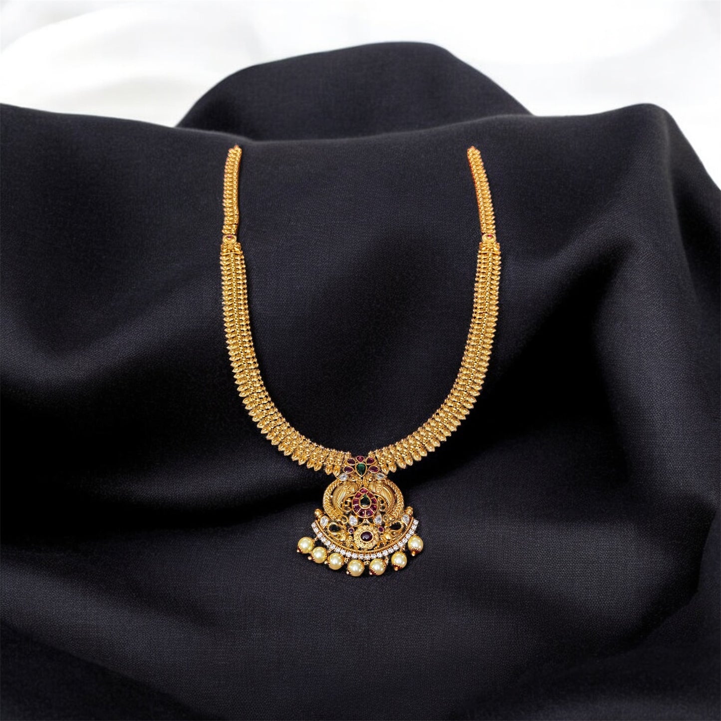Classic Matte Finish Bridal Haaram & Jumka Set