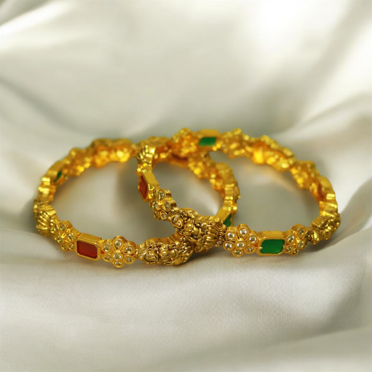 Multi Stones Lakshmi Bangle (Set of 2)