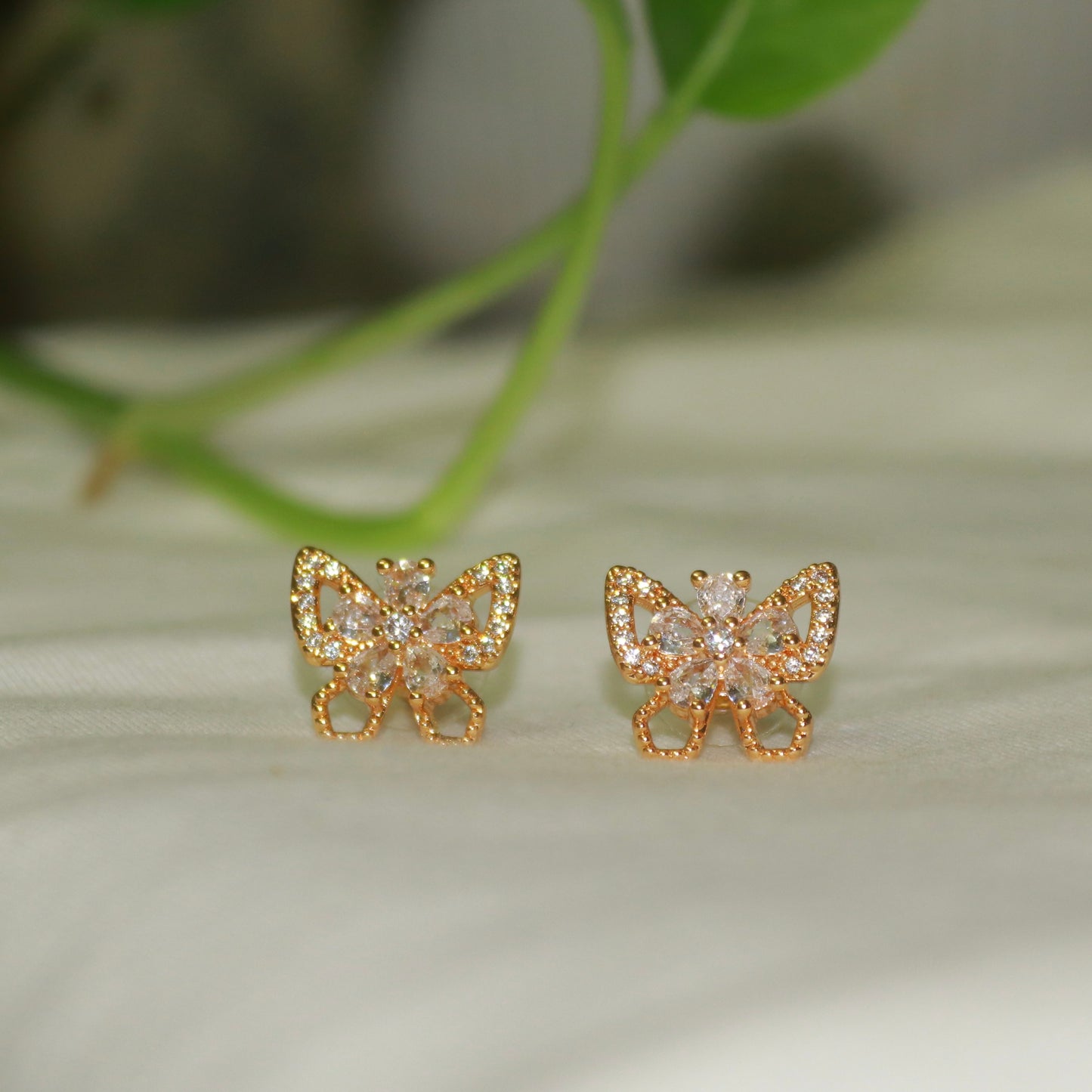 Butterfly Design Rose Gold Earrings
