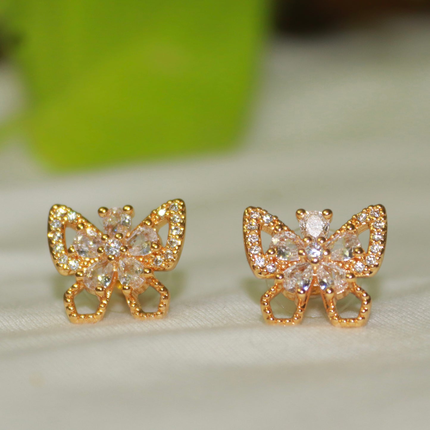 Butterfly Design Rose Gold Earrings