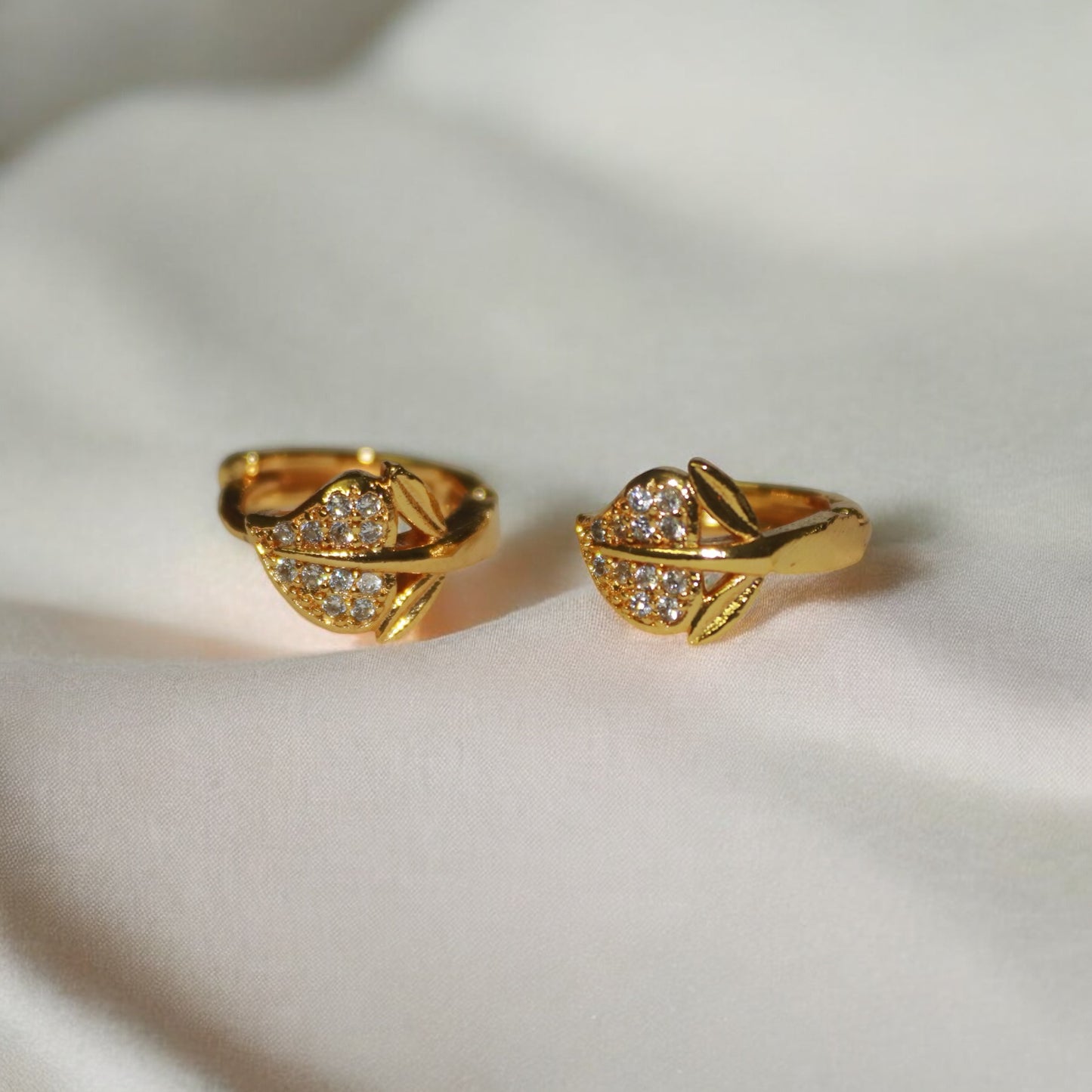 Leaf Design A D Stone Earrings