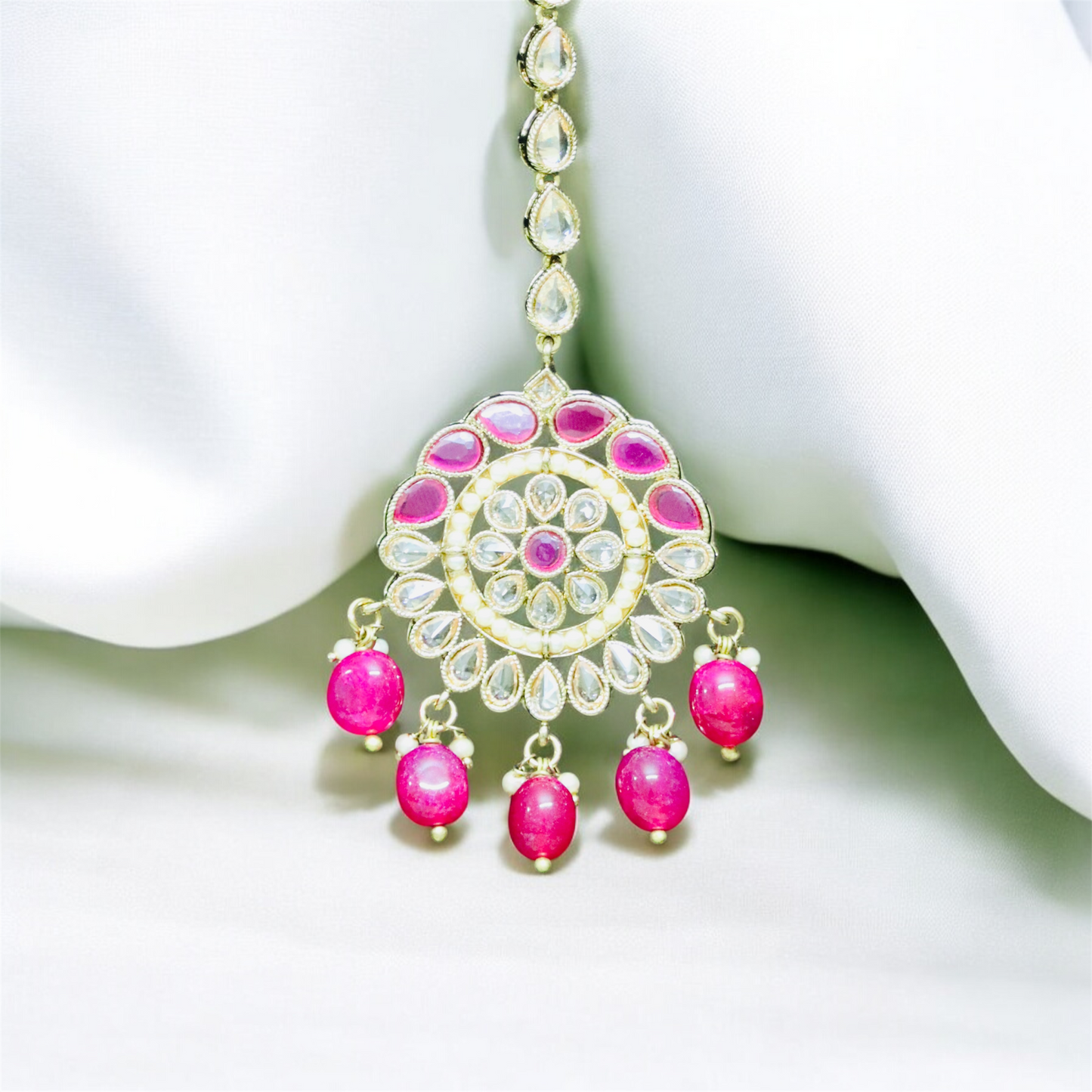 Beautiful Magenta Beaded Victorian Bridal Set