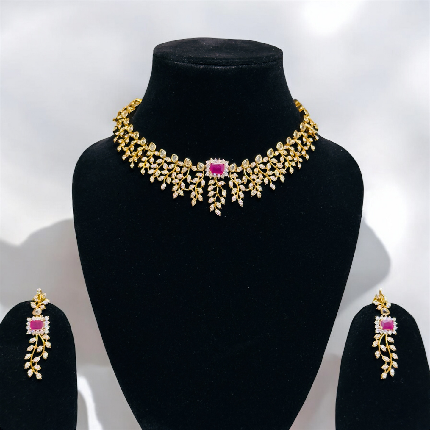 Stunning AD Stone Necklace & Earrings Set