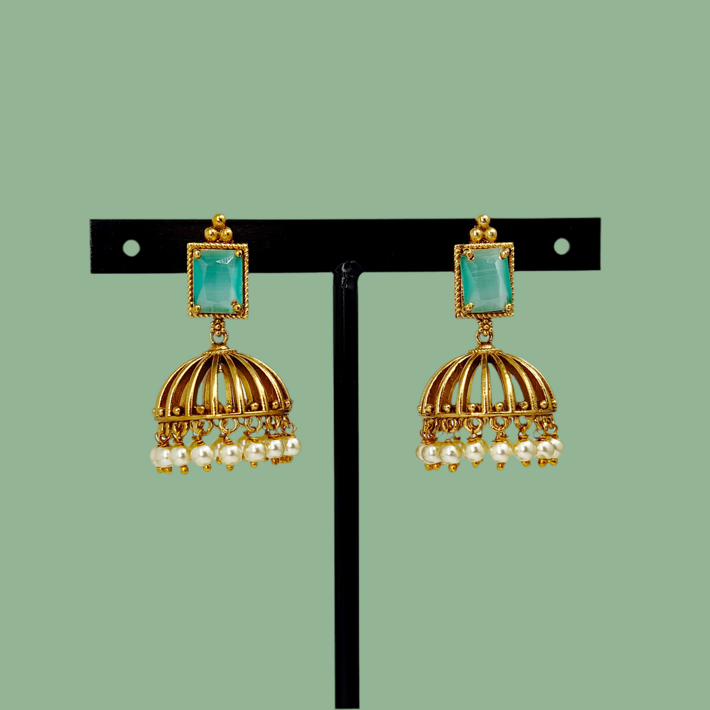 Powder Blue Pearl Jhumka