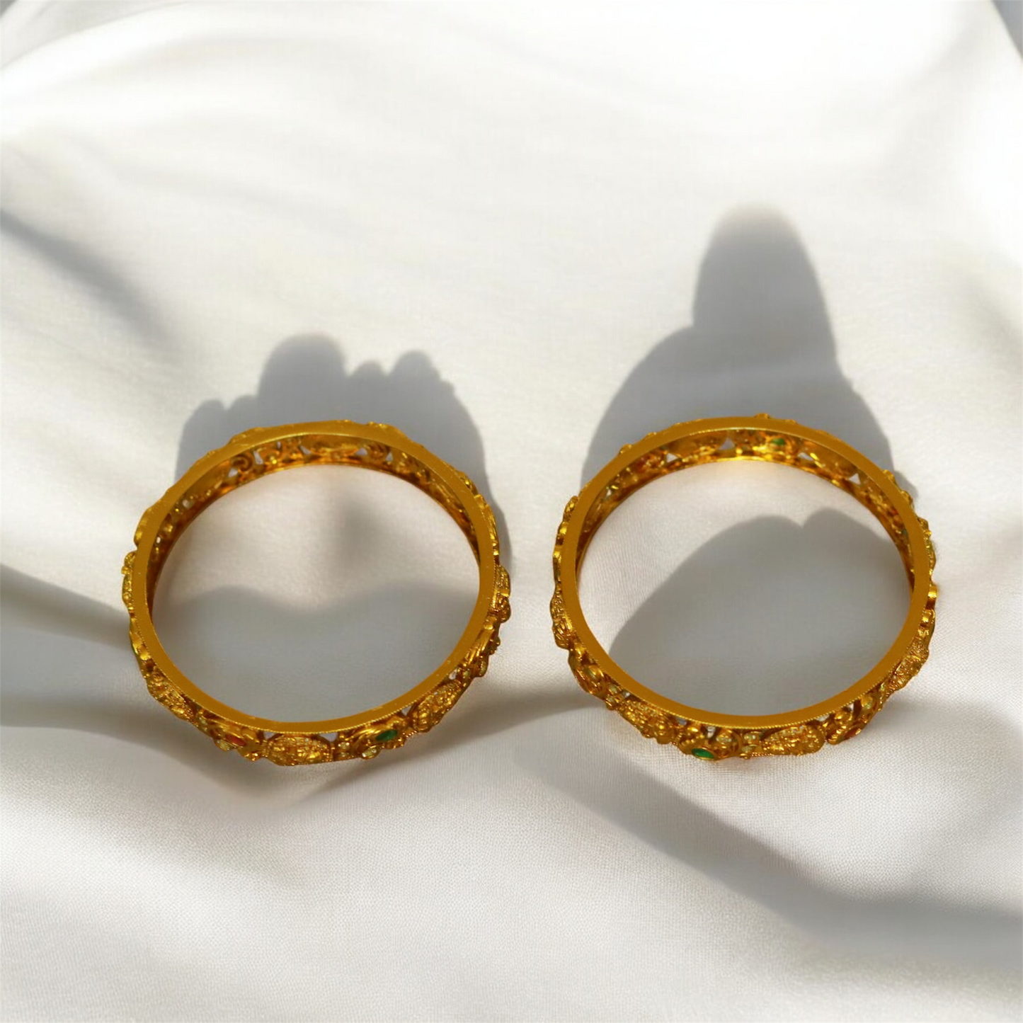 Antique Peacock & Lakshmi Bangle (Set of 2)