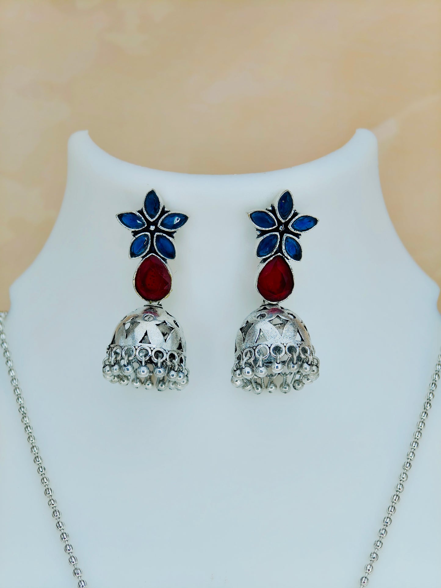 Simple Oxidised Set Blue & Red